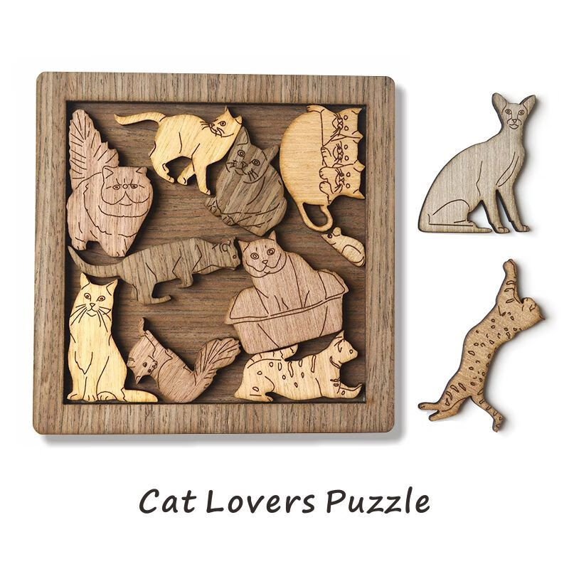 俏拍puzzle拼图 gm10级29块玲珑透明双面烧脑超高难度异型拼图 Cat Lovers