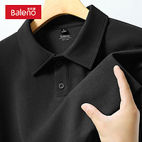 Baleno 班尼路 美式polo衫男款夏季潮牌華夫格寬松大碼短袖男士 -黑#純色 XL