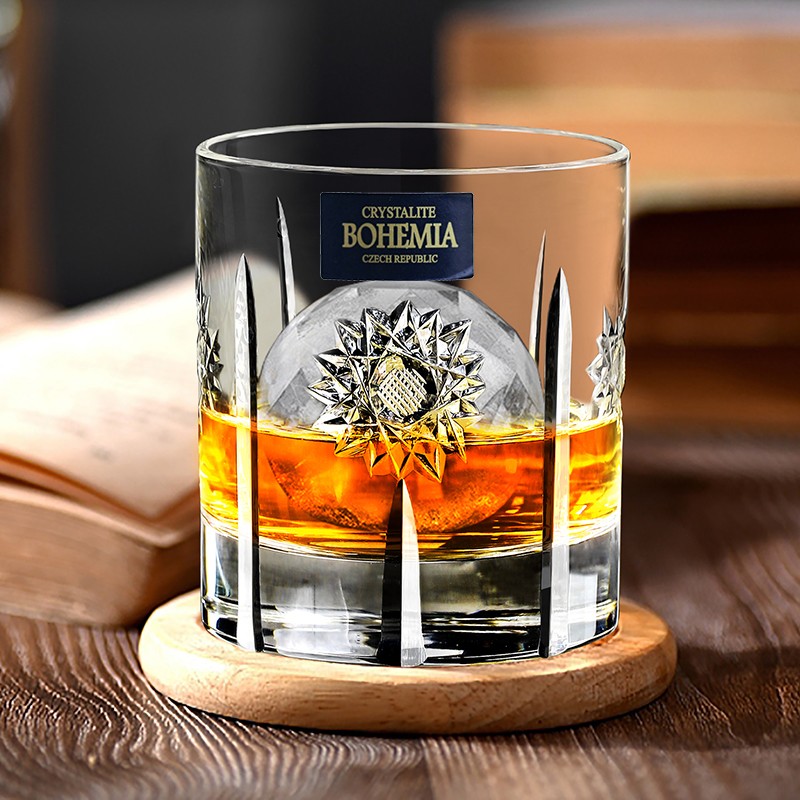 高斯（Glass）捷克水晶玻璃威士忌酒杯水杯果汁杯牛奶杯刻花水杯礼盒包装 单只品鉴