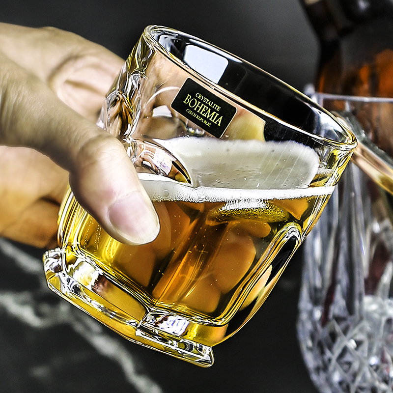 高斯（Glass）捷克水晶玻璃威士忌酒杯啤酒杯洋酒杯烈酒杯 水杯茶杯果汁 富贵杯250ml（单只）