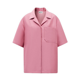 百亿补贴：MECITY 女士春季新款时尚粉色衬衣宽松衬衫式外套短袖女521845