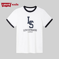 Levi's李维斯童装24夏儿童短袖T恤男童撞色学院风上衣 明亮白 150/72(M)