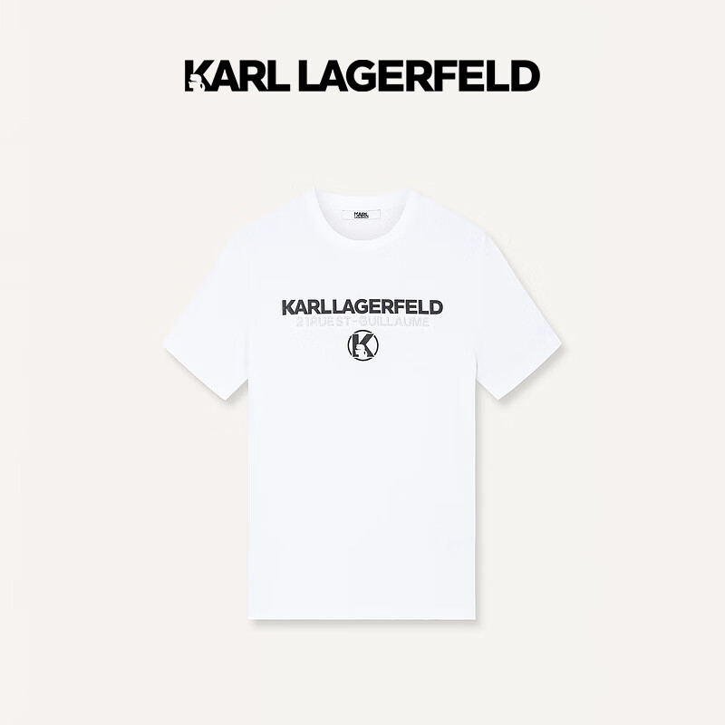Karl Lagerfeld卡尔拉格斐轻奢老佛爷男装 24夏款KARL刺绣经典款短袖T恤 本白 50
