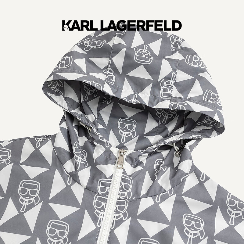 Karl Lagerfeld卡尔拉格斐轻奢老佛爷男装 2024夏款连帽潮流薄夹克外套 灰色 48