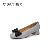 百億補貼：C.BANNER 千百度 女鞋新款單鞋優雅甜美約會鞋氣質粗跟單鞋