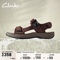 Clarks其乐索塔系列男鞋夏季魔术贴休闲缓震户外沙滩凉鞋 深棕色 261769057 42