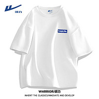百億補貼：WARRIOR 回力 白色簡約男士大碼短袖T恤夏季oversize寬松休閑純棉學生半袖