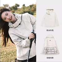 CAMEL 駱駝 戶外露營三合一羽絨內膽加厚保暖旅游服防風外套女士登山服