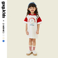gxg.kids【3色可选】女小童连衣裙夏小熊T恤裙运动裙子 白色 90cm