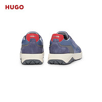 HUGO男士2024夏季网面装饰皮革系带运动鞋 466-蓝紫色 EU:39