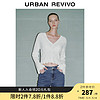 URBAN REVIVO UR2024春季女装时尚气质氛围感软糯V领针织开衫UWG940044 本白 XS