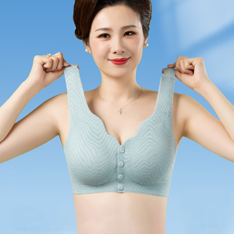 俞兆林内衣前扣背心式无钢圈大码中老年人妇女春夏季薄款文胸罩 XL(130-150斤）