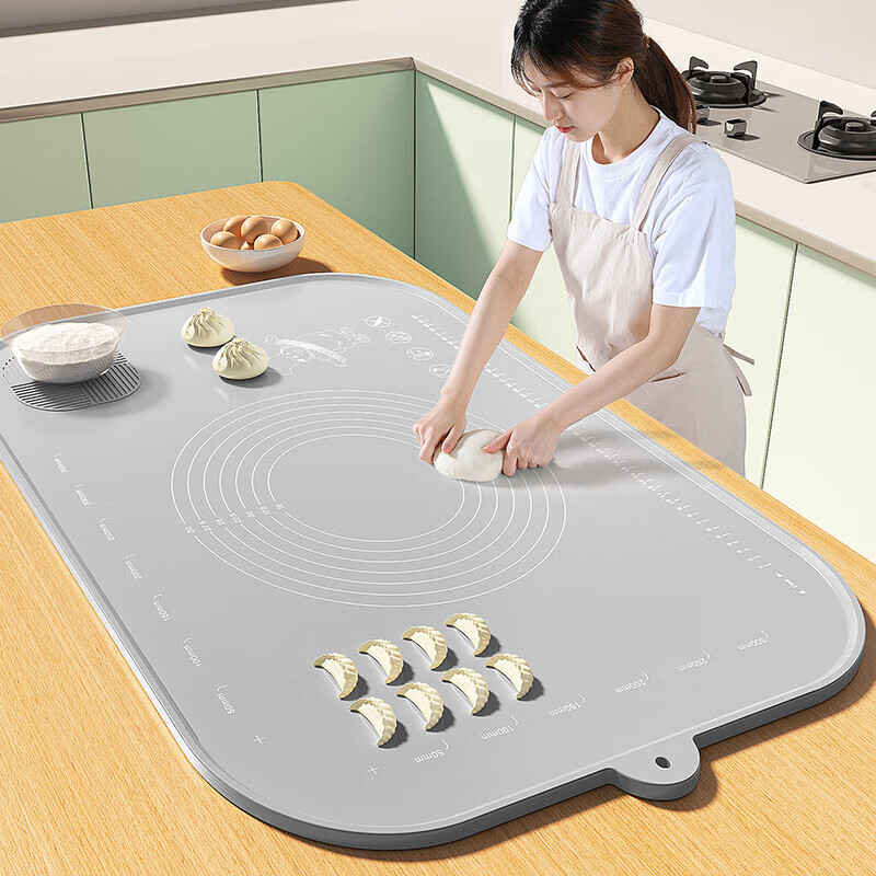 ZDZSH日本家用硅胶揉面垫包饺子食品级加大加厚和面案板烘焙工具擀面杖 【6mm特厚610g】60*80cm