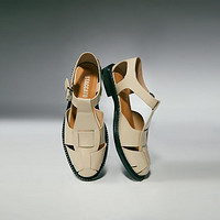STACCATO 思加圖 夏季豬籠鞋復古涼鞋低跟羅馬包頭涼鞋女皮涼鞋