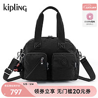 Kipling【520】男女款斜挎保龄球包手提包单肩包DEFEA UP 深黑色