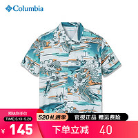 哥倫比亞 男戶外商場同款棉質舒適透氣短袖襯衫FE7011 445 L 180/100A