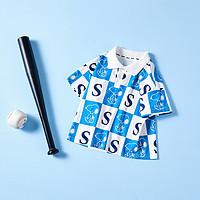 SNOOPY史努比夏季条纹卡通休闲中大童儿童POLO衫 蓝色字母 160（76-85斤/150-160cm）