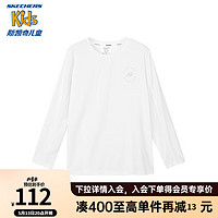 Skechers斯凯奇儿童透气长袖T恤男夏季女童网孔运动上衣P224K030 亮白色/0019 150cm
