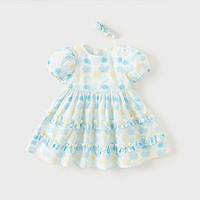 戴維貝拉 商場同款女童泡泡袖連衣裙2024夏裝兒童公主裙女寶寶裙子