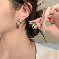 KOSE 高絲 韓國幾何鋯石珍珠耳釘女2024新款輕奢小眾設計感耳環氣質耳飾