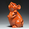 OLOEY 花梨木雕老鼠擺件十二生肖裝飾