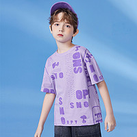 百億補貼：SNOOPY 史努比 男童短袖2024夏季新品中大童字母滿印兒童舒適T恤