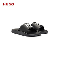 HUGO男士2024夏季徽标装饰鞋面休闲潮酷拖鞋 002-黑色 EU:41