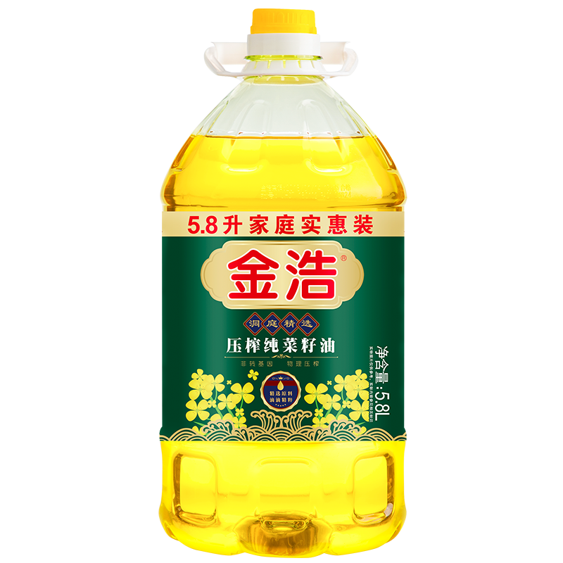 金浩压榨纯菜籽油5.8L*1瓶非转基因物理压榨食用油家用实惠装
