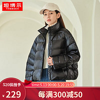 TANBOER 坦博爾 羽絨服女時尚保暖潮流韓版寬松短款外套TD336352 黑色 165/88A