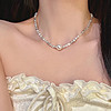 時鸞高級感小眾設計簡約輕奢女生鎖骨鏈碎銀子大珍珠項鏈 碎銀珍珠項鏈