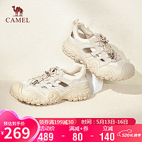 骆驼（CAMEL）登山鞋女撞色拼接镂空绑带户外休闲鞋 L24M076601 米色 36 