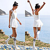 La Nikar 夏季運動羽毛球連衣裙女夏季網球裙跑步短裙背心連體套裝-T0096 白色 S