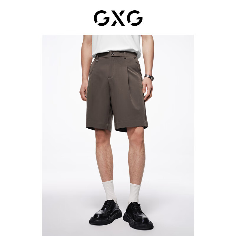 GXG男装 弹力西装短裤通勤日常休闲短裤男透气裤子 2024夏季 棕色 180/XL
