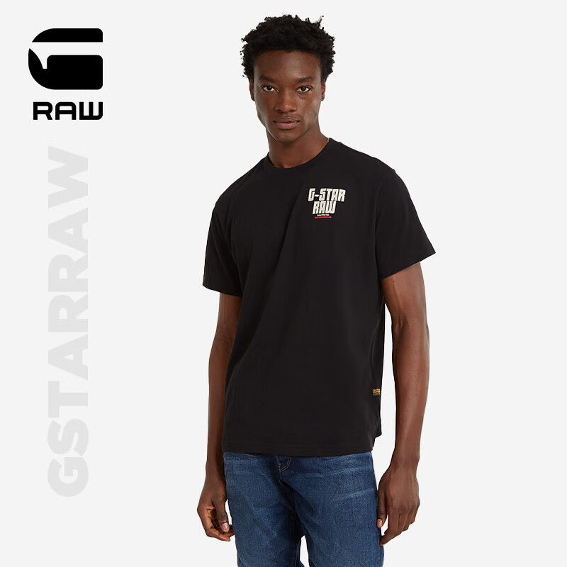 G-STAR RAW2024夏季纯棉短袖圆领t恤男半袖修身圆领D24690 黑色 XS