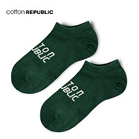 COTTON REPUBLIC棉花共和国棉质男士船袜浅口袜休闲男生字母提花潮袜 墨绿色 均码