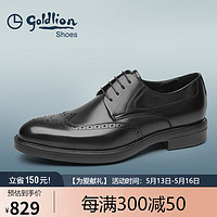 金利来男士正装鞋时尚绅士布洛克鞋轻质商务皮鞋G521340405AAA黑色38