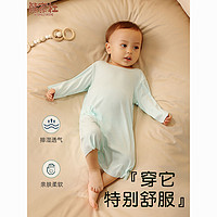 熊家社 嬰兒夏季薄款睡裙男女童莫代爾連體長袖空調服寶寶兒童睡袋家居服