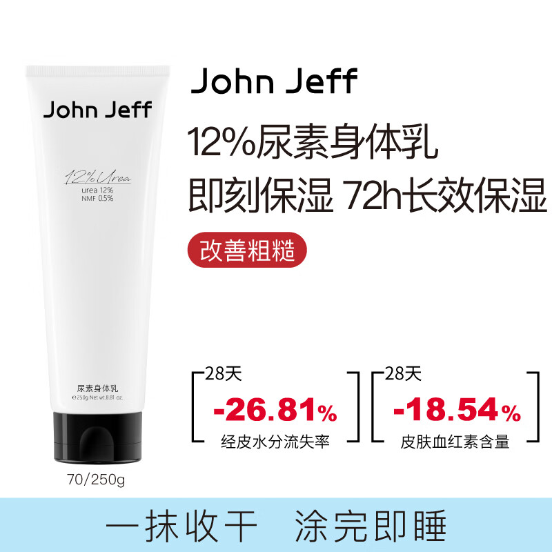 John Jeff12%尿素身体乳平滑粗糙干屑修护温和去角质一抹收干