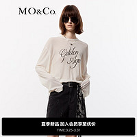 MO&Co.2024夏美式印花高支长绒棉轻薄长袖T恤上衣MBD2TEE008 米白色  XS/155