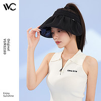 VVC 貝殼空頂防曬帽子女夏防紫外線遮陽帽遮臉太陽帽大檐沙灘戶外 元氣橙 可調節