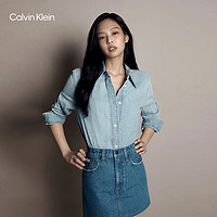 Calvin KleinJeans24春夏女士经典ck复古纯棉牛仔衬衫40WK840 N85-牛仔浅蓝 S