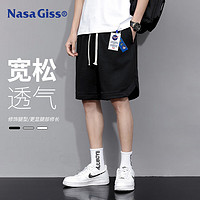 NASA GISS 官方潮牌聯名短褲男夏季學生寬松運動籃球薄款五分褲男 黑色 3XL