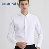 ROMON 羅蒙 純色商務職業正裝男士白襯衫工裝外套長袖襯衣男CS108白色2XL