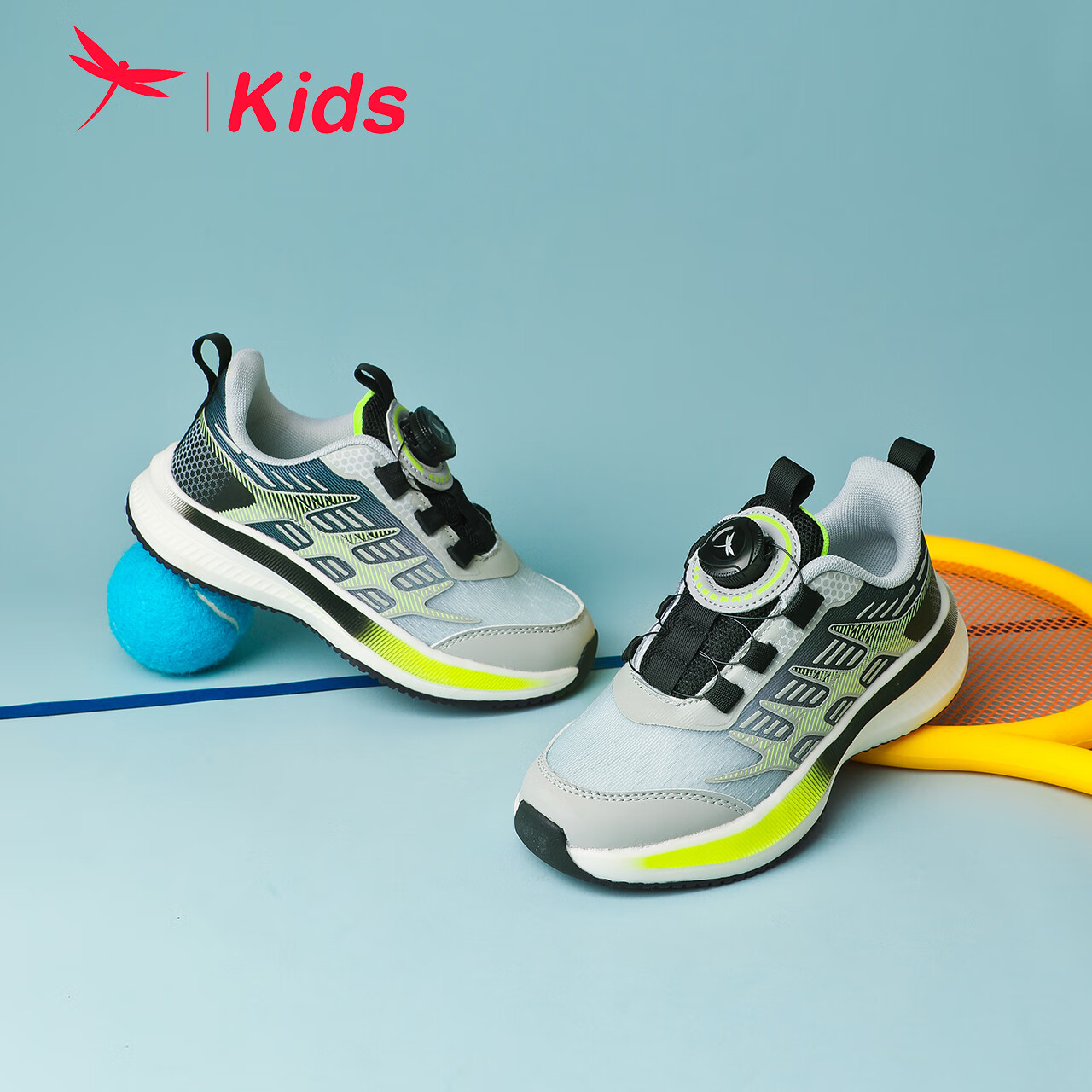 红蜻蜓儿童24夏季童鞋男女童时尚运动鞋休闲中大童跑鞋 黑绿色 35码