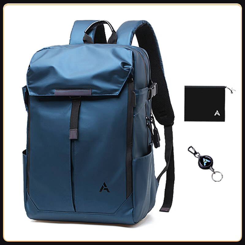 AIBAG耀夜机能双肩包黑武士大容量旅行背包17英寸电脑包防水减震书包 蓝色
