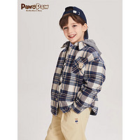 PawinPaw卡通小熊童装2024年春季男童长袖格纹衬衫外套 Blue蓝色/50 150