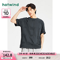 热风（Hotwind）短袖t恤男2024年夏季新款字母潮流宽松舒适亲肤短T 09灰色 M