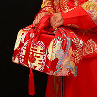 尋年味 結婚包袱皮雙層中式婚慶用品喜盆包裹布彩色龍鳳紅布新娘陪嫁品