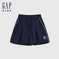 Gap女童2024夏季logo撞色绗线短裤宽松儿童装休闲裤466718 海军蓝 130cm(8-9岁)亚洲尺码