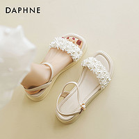 DAPHNE 達芙妮 涼鞋女款夏季2024新款運動外穿厚底坡跟法式珍珠夏天配裙子